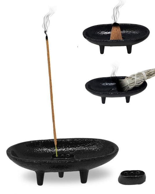 Cast Iron Canoe Smudge Pot & Incense Burner 4" L
