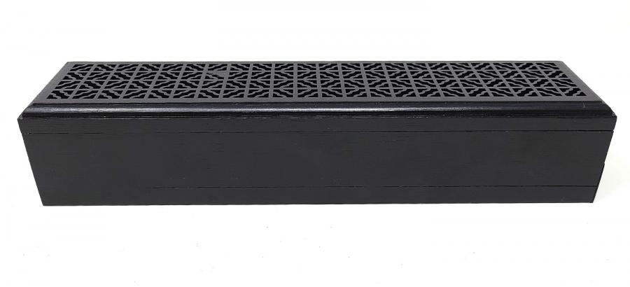 Large Size- Black Finish Wood Incense Box Burner w/Storage (Fire Proof Felt - Just place Incense on Top)