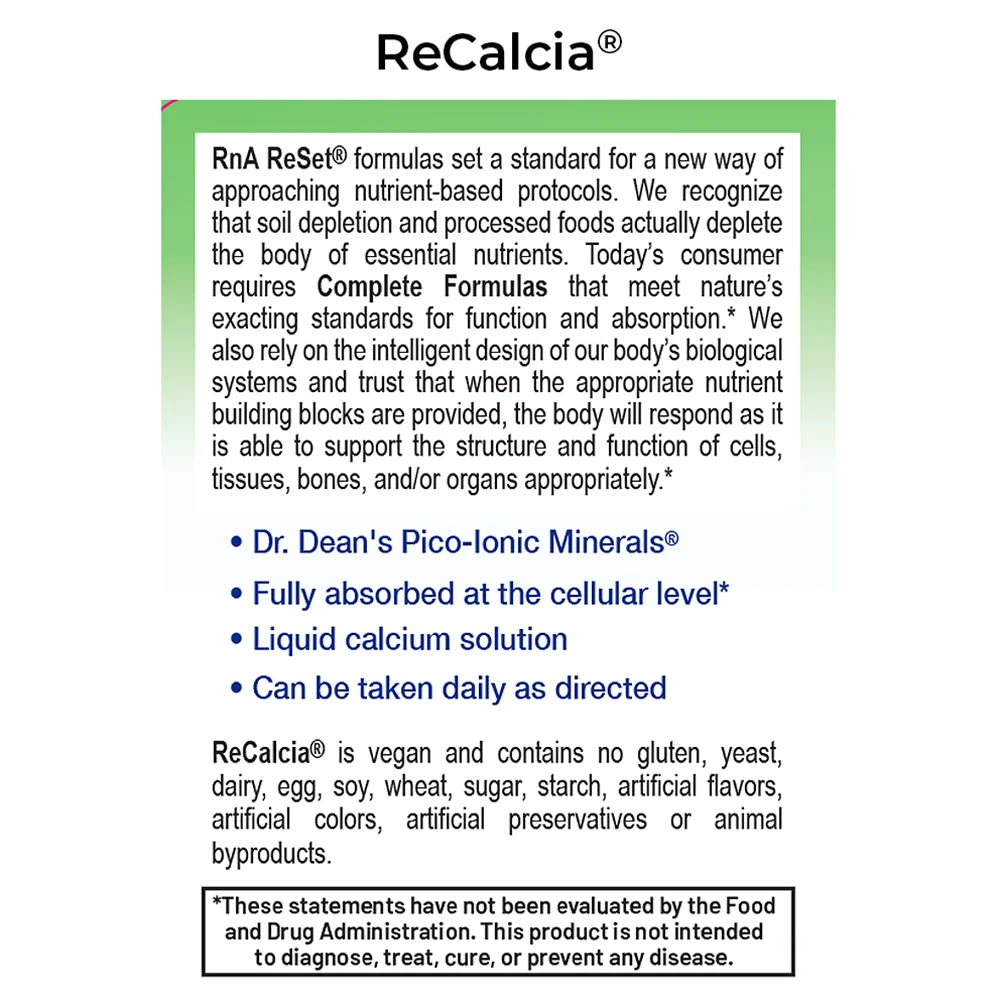 RnA Reset ReCalcia® | Picometer Liquid Calcium for Bone Health 8 fl oz