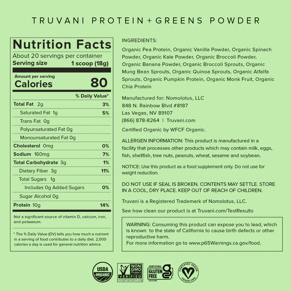 Truvani Proteins + Greens Powder