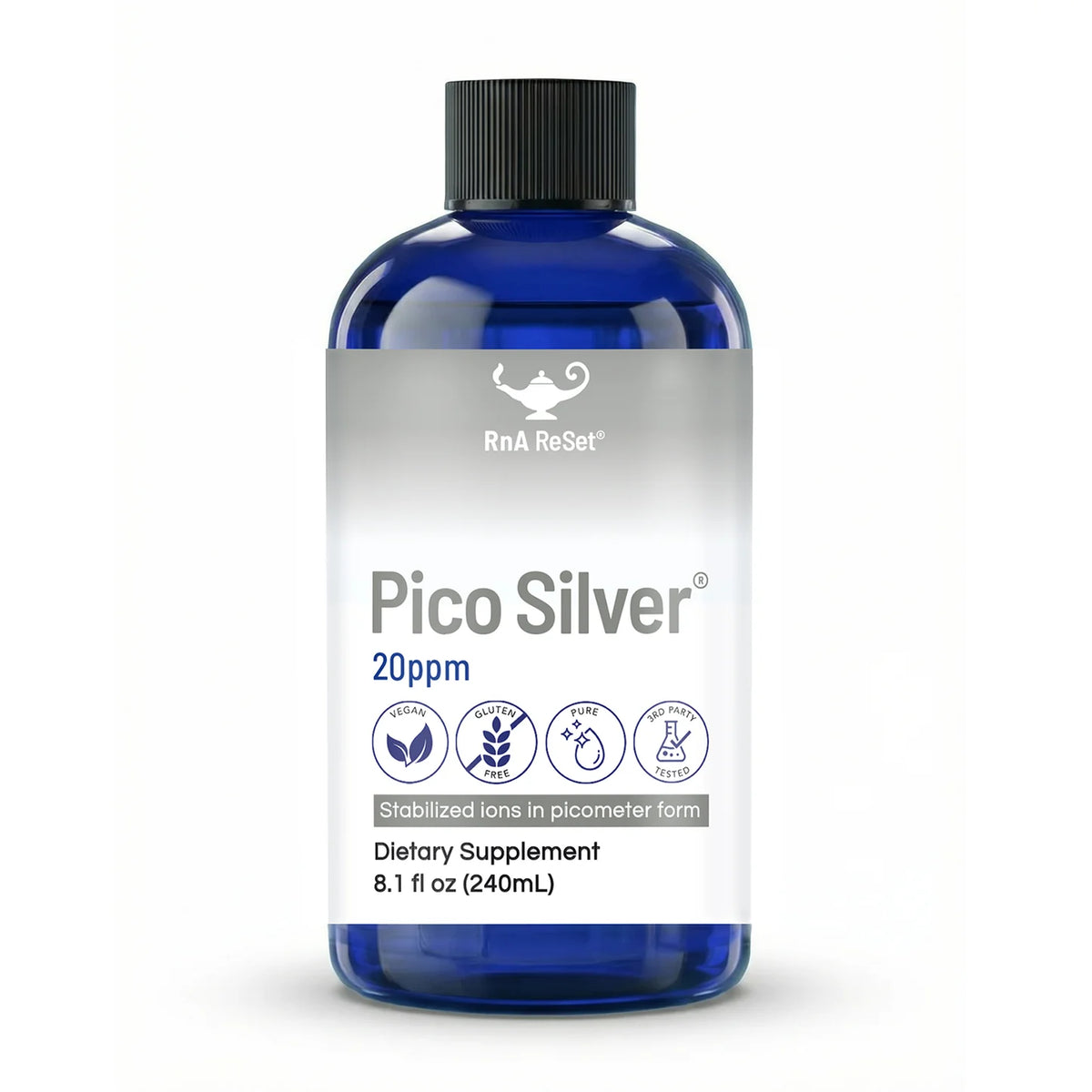 RnA ReSet Pico Silver® | Picometer Silver for Immune Support 20 ppm 8 fl oz