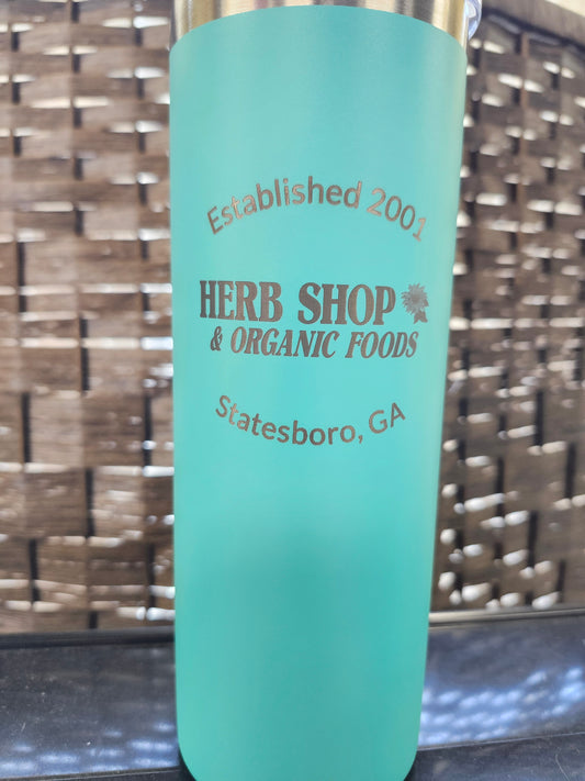 Herb Shop Skinny Tumbler (20oz) Stainless Steel Double Wall Insulated with Lid and Straw