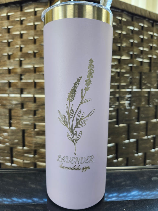 Fine Thymes 20oz Skinny Tumbler Lavender Print