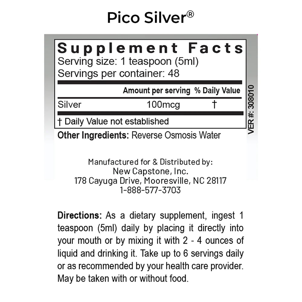 RnA ReSet Pico Silver® | Picometer Silver for Immune Support 20 ppm 8 fl oz